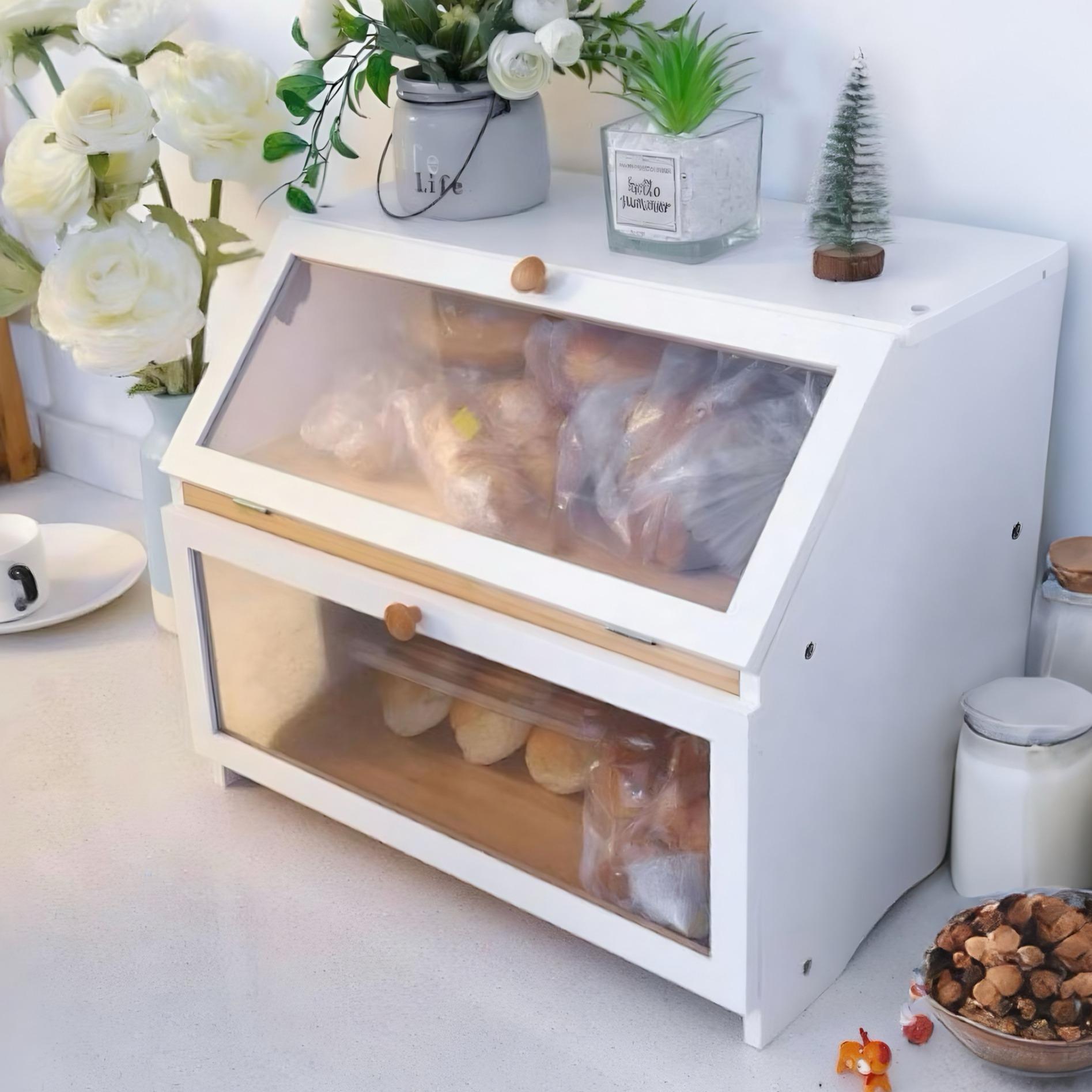 Food Storage Canister - HOMEKOKO Double Layer Bread Box for