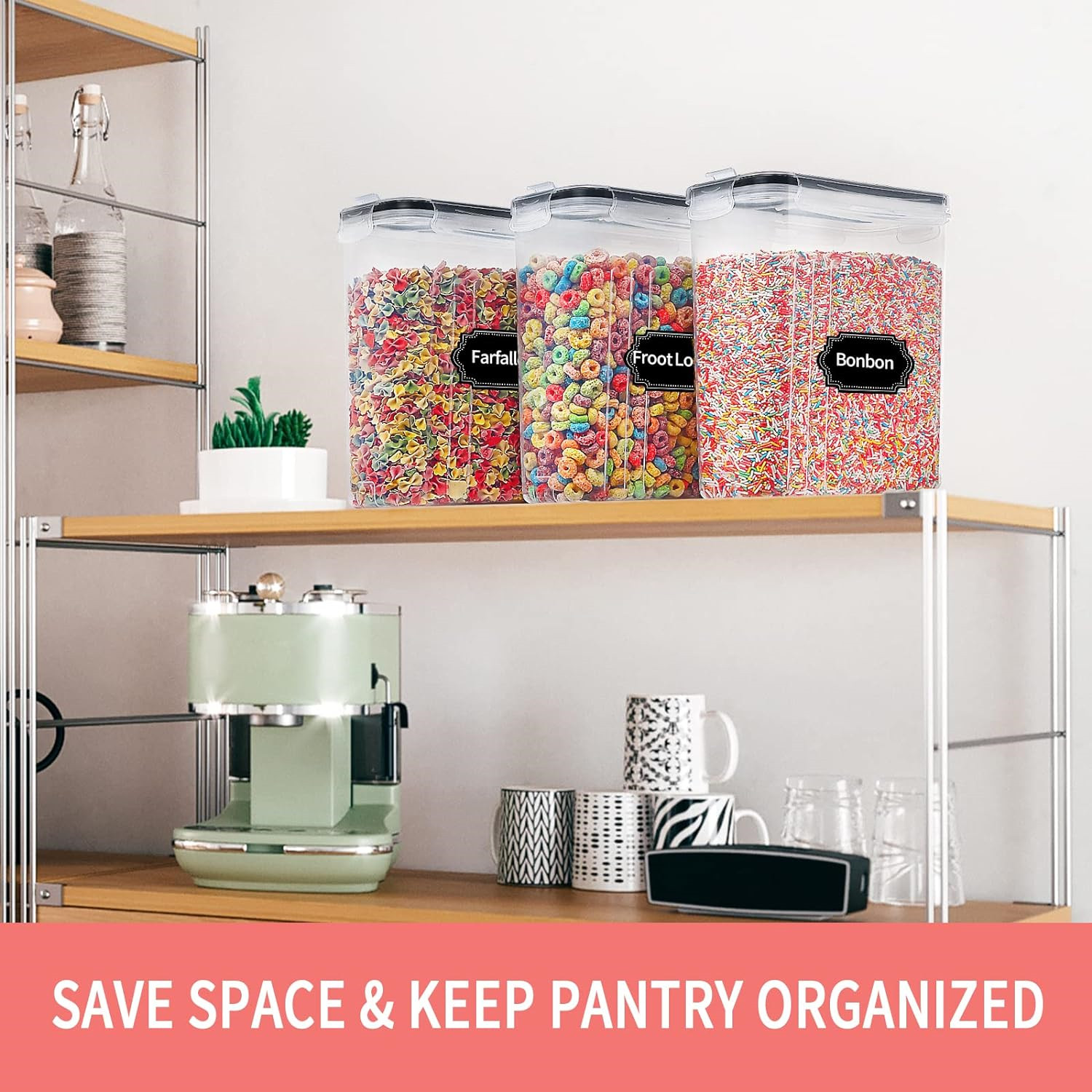 Food Storage Label - 2.5L Cereal Storage Containers with Lids