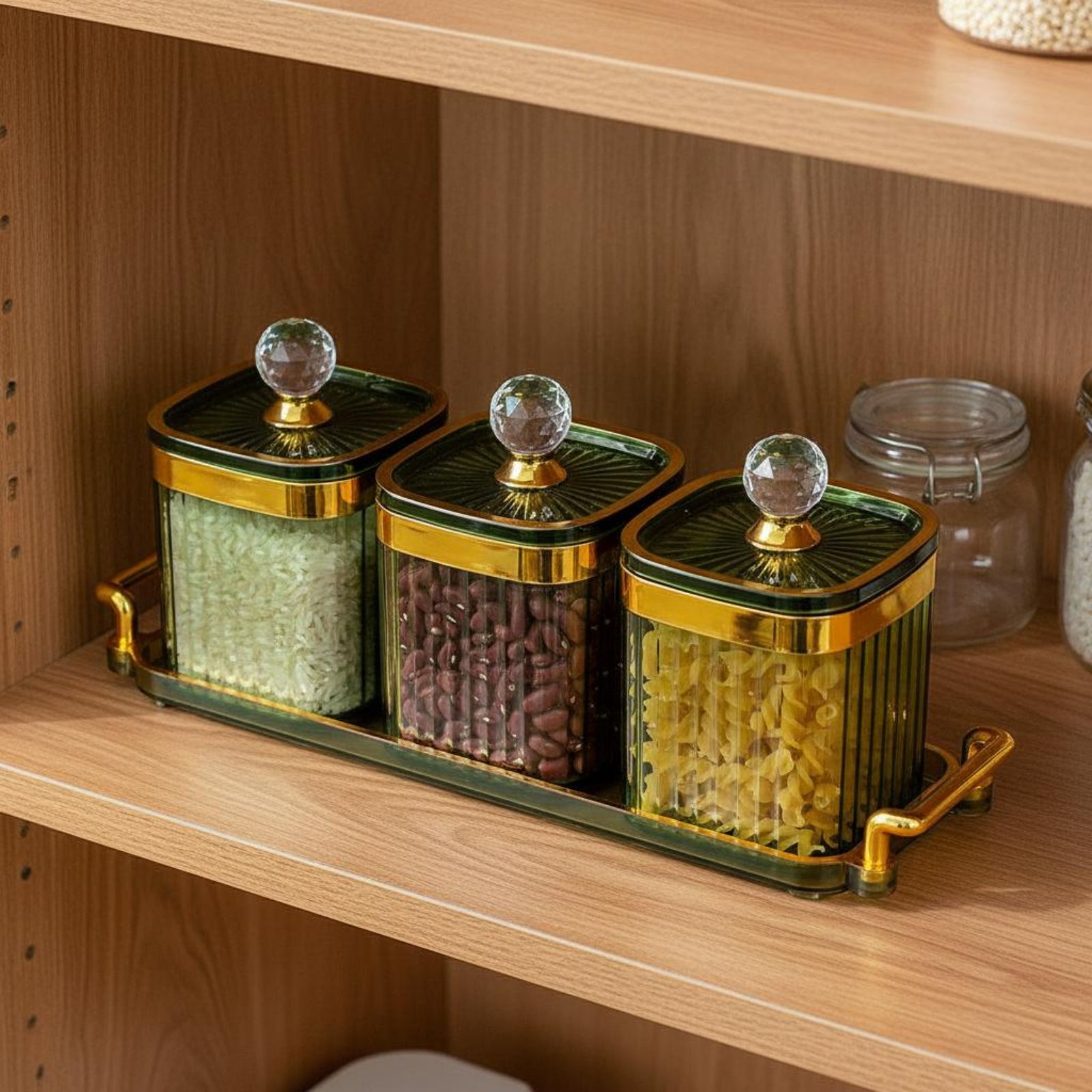 Food Storage Canister - Decorative Snack Container Set Airtight Closure