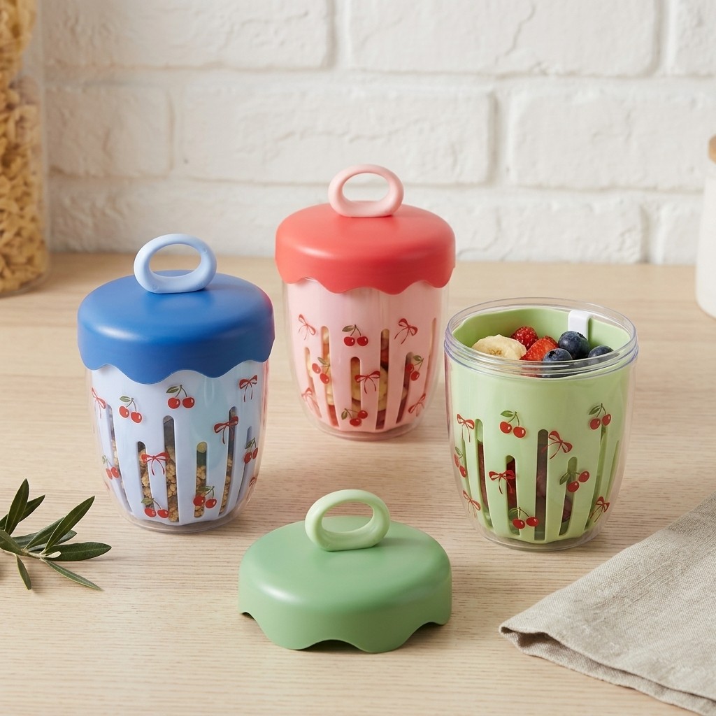 Food Storage Handling - Portable Plastic Overnight Oats Container Yogurt