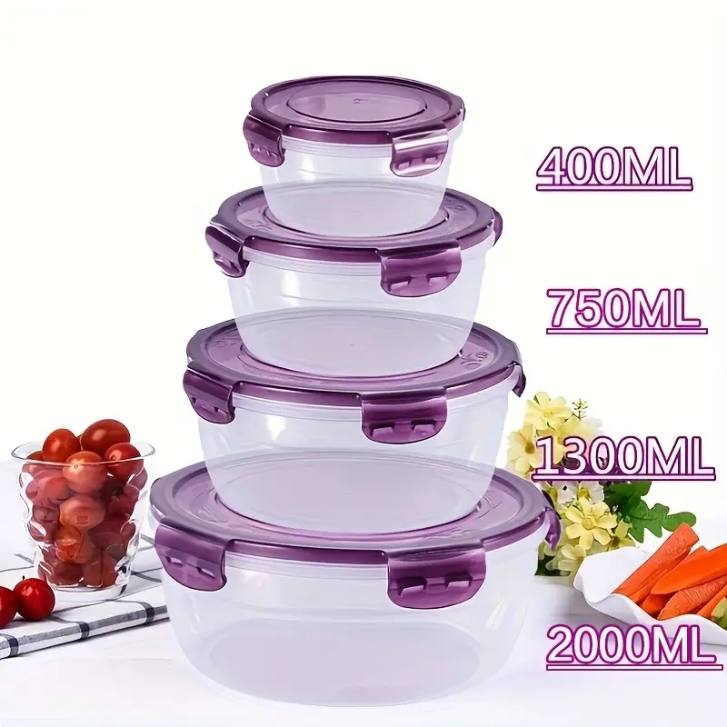 Food Storage Method - 4 Plastic Food Storage Containers, Lunch