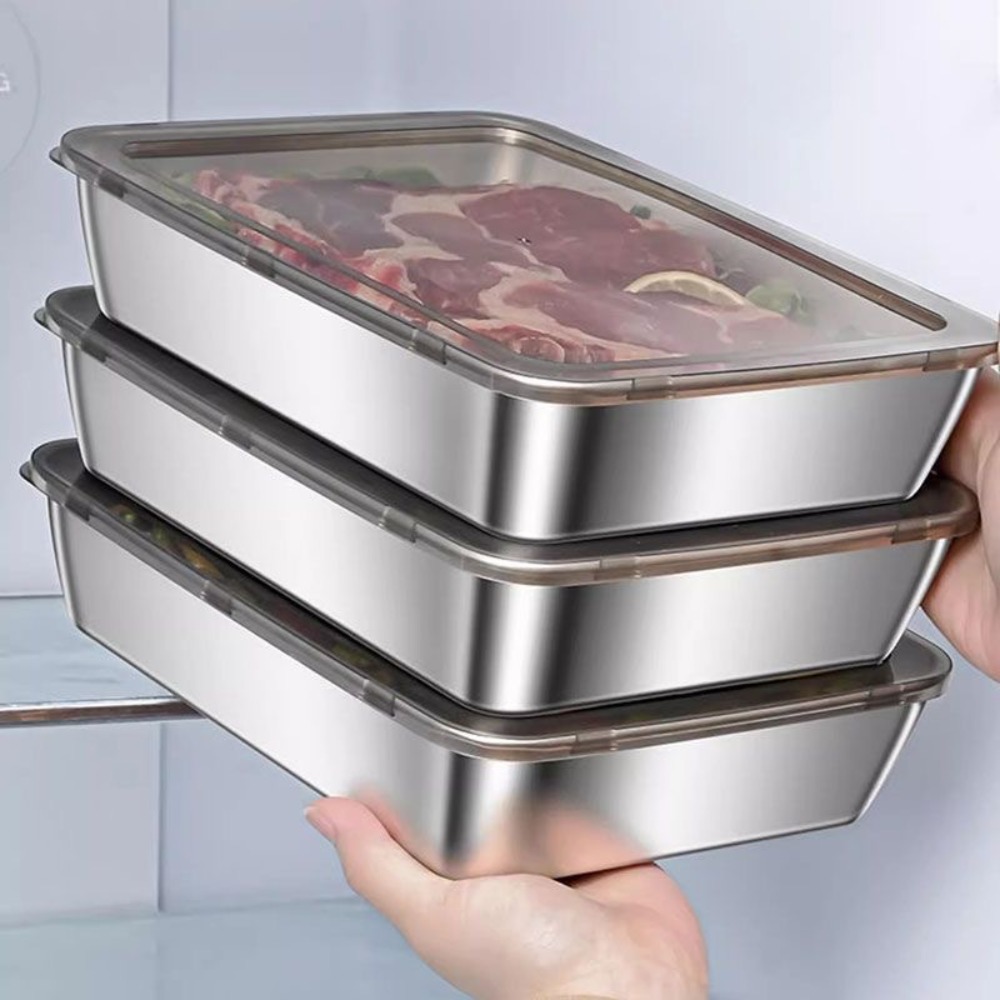 Food Storage Containers With Lids - Food Grade Stainless Steel Serving Tray