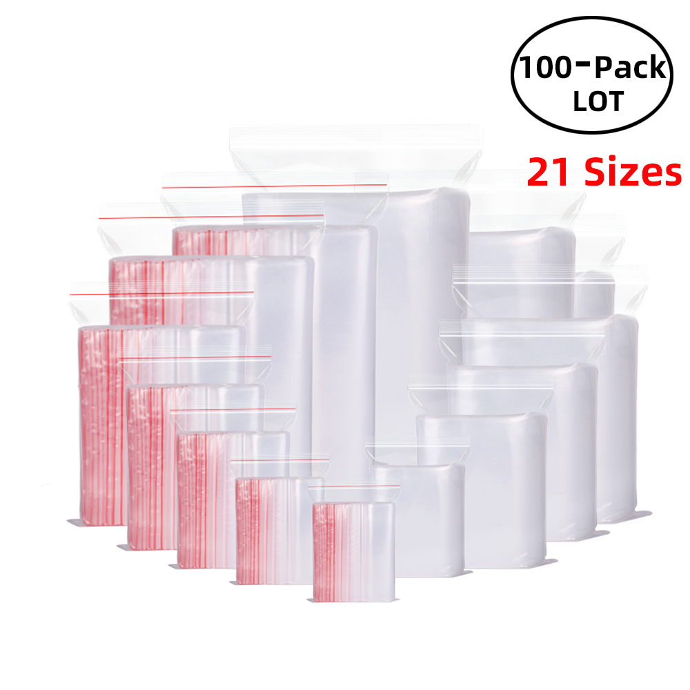 Food Storage Vacuum Seal Bags - 100PCS/Pack Resealable Zip Lock Bags Self