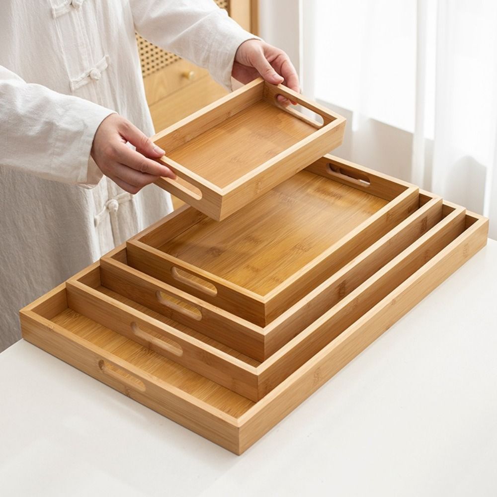Food Storage Handling - Decorate Tray Rectangular Bamboo Wooden Tray