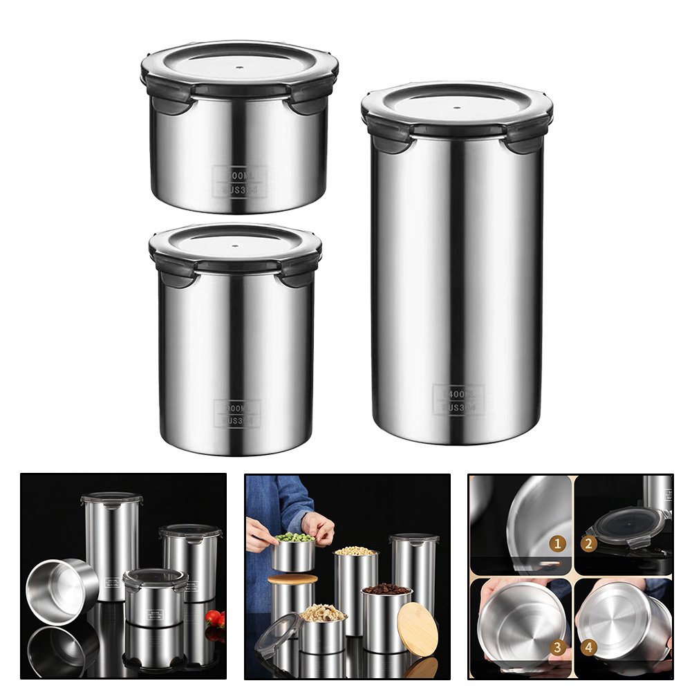Food Storage Vacuum Containers - 500/900/1400ml Stainless Steel Vacuum Sealed Food