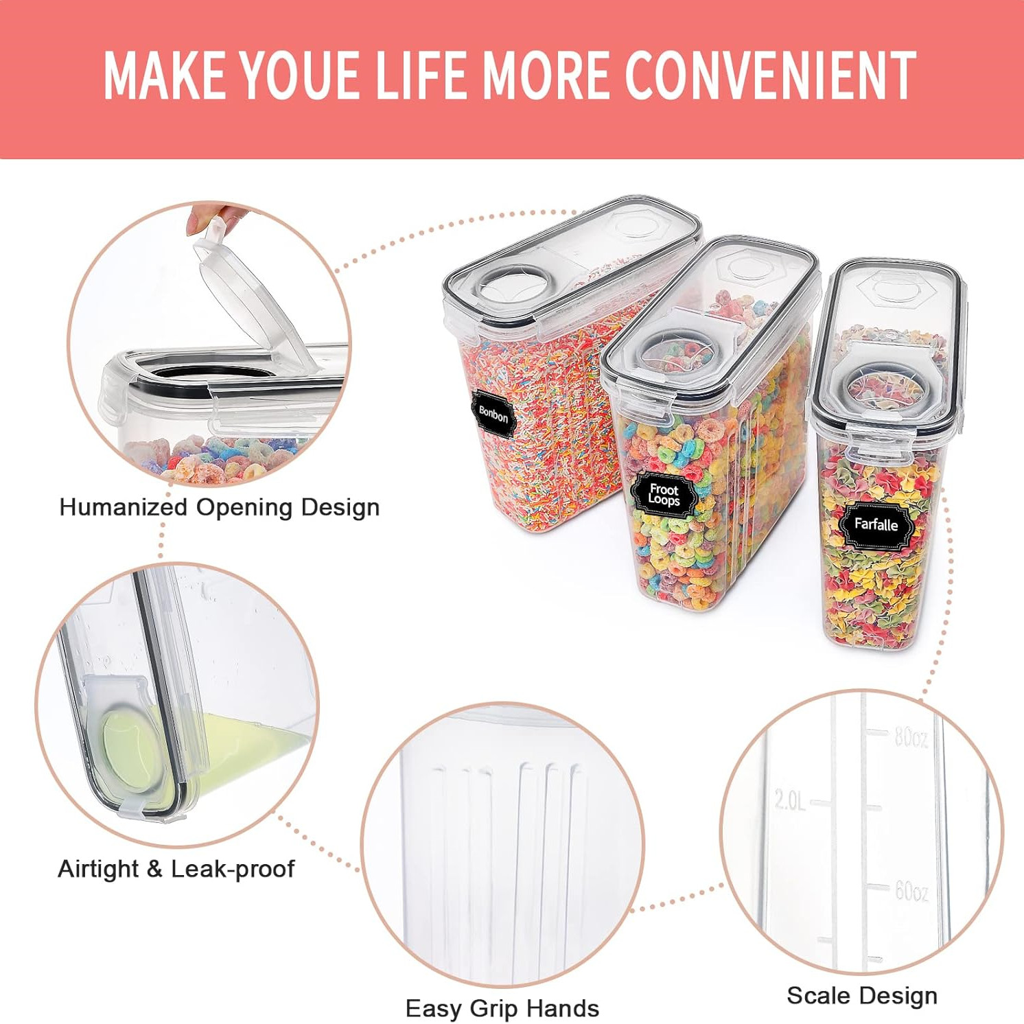 2.5L Cereal Storage Containers - Food Storage Label recension och pris