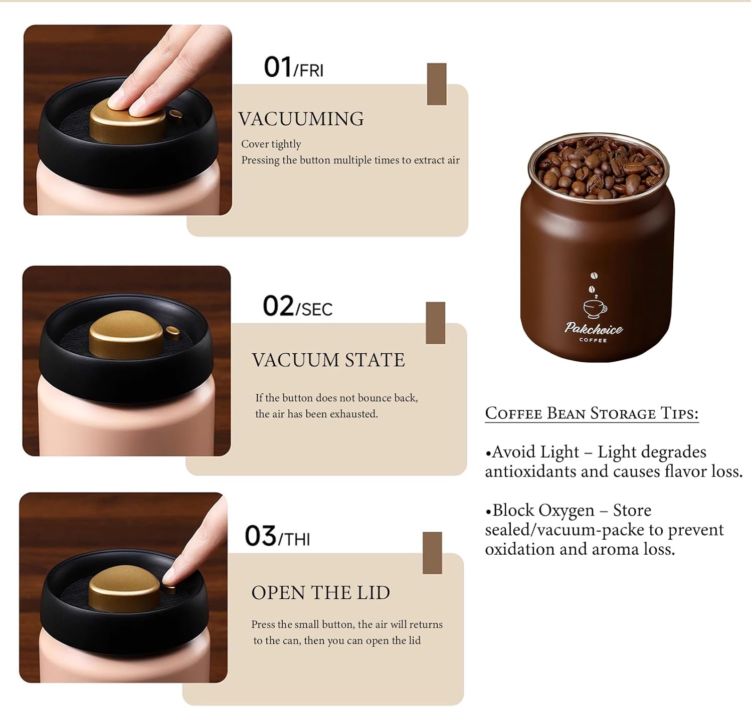 Vacuum Coffee Bean Storage Con - Food Storage Vacuum Containers recension och pris