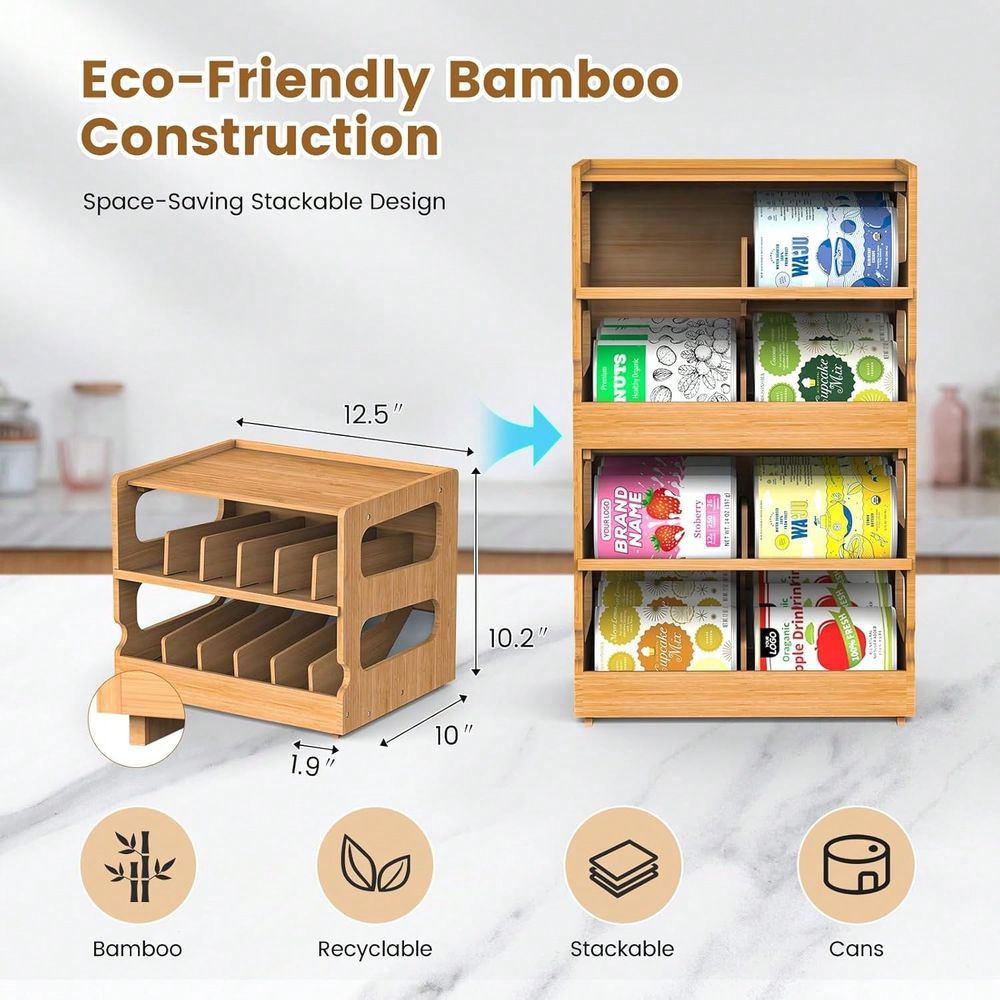 Stackable Bamboo Cat Food Orga - Food Storage Dispenser recension och pris