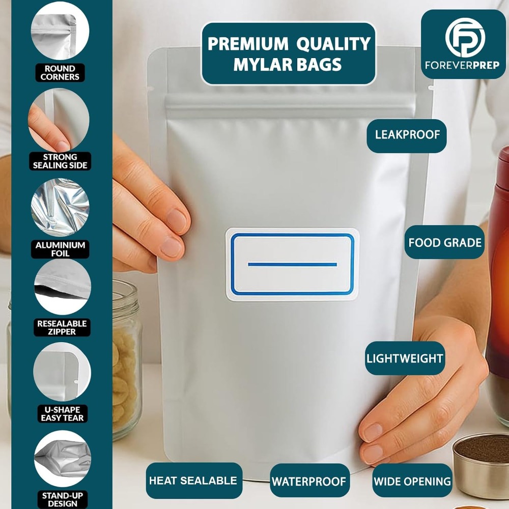 155 Mylar Bags with 155 Oxygen - Food Storage Label recension och pris