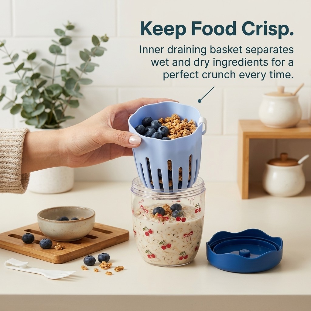 Portable Plastic Overnight Oat - Food Storage Handling recension och pris