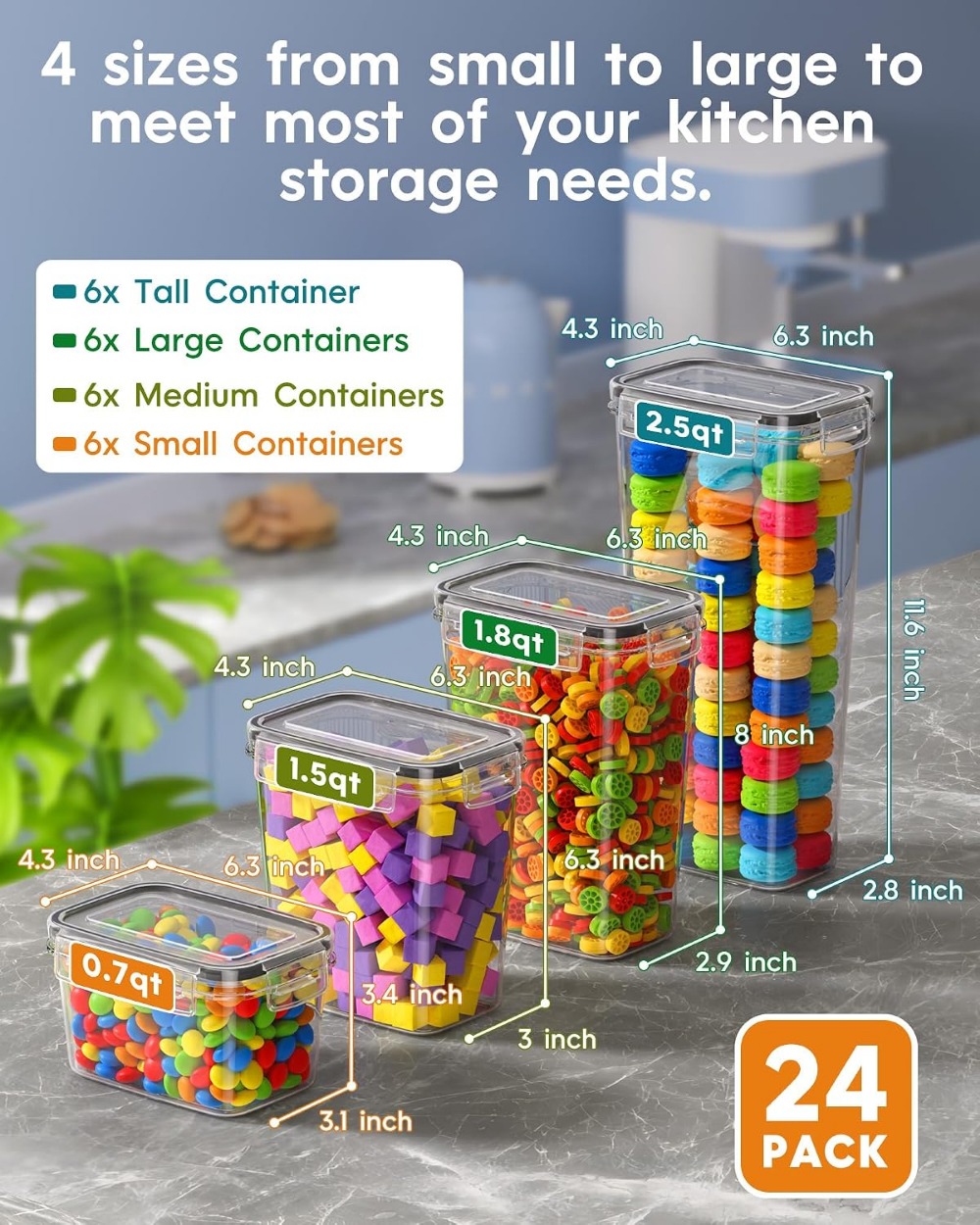 24 PCS Airtight Food Storage C - Food Storage Canister recension och pris