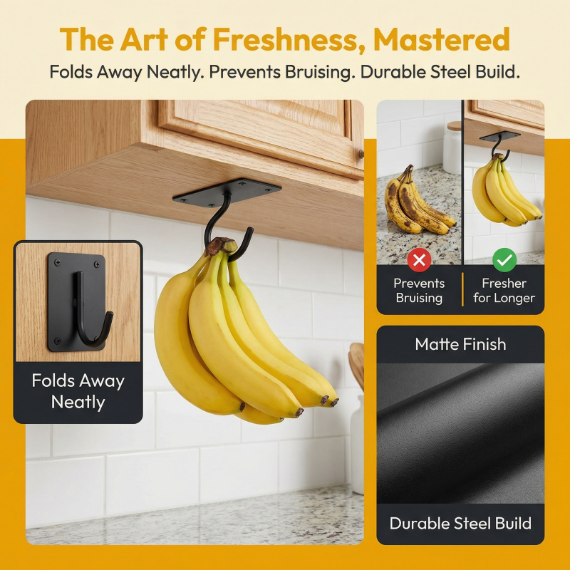Black Metal Self-Adhesive Bana - Food Storage Method recension och pris