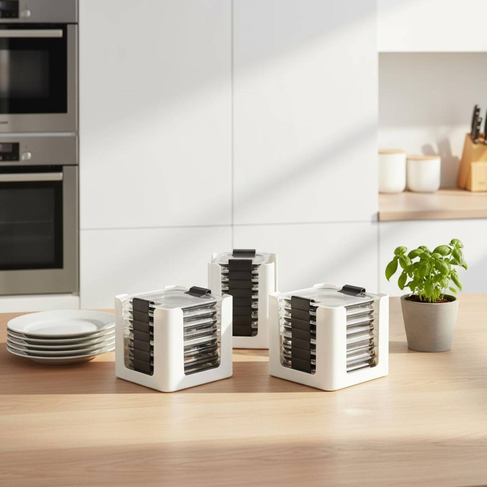 3 Pieces Lid Storage Rack Rect - Food Storage Containers With Lids recension och pris